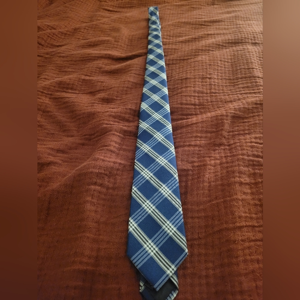The Tie Bar Navy and Cream Checkered Tie